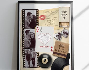 Editable Matchbook Poster Canva Template, Anniversary Gift for Couple, Custom Matchbox Art, Romantic Digital Wall Art Printable