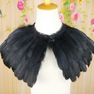 Deluxe Black Feather Collar or Cape, Fantasy Feather Collar for Events, Costume, Carnival Cosplay image 2