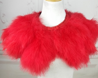 Deluxe Red marabou Feather Collar or Cape, Fantasy Feather Collar for Events, Costume, Carnival Cosplay