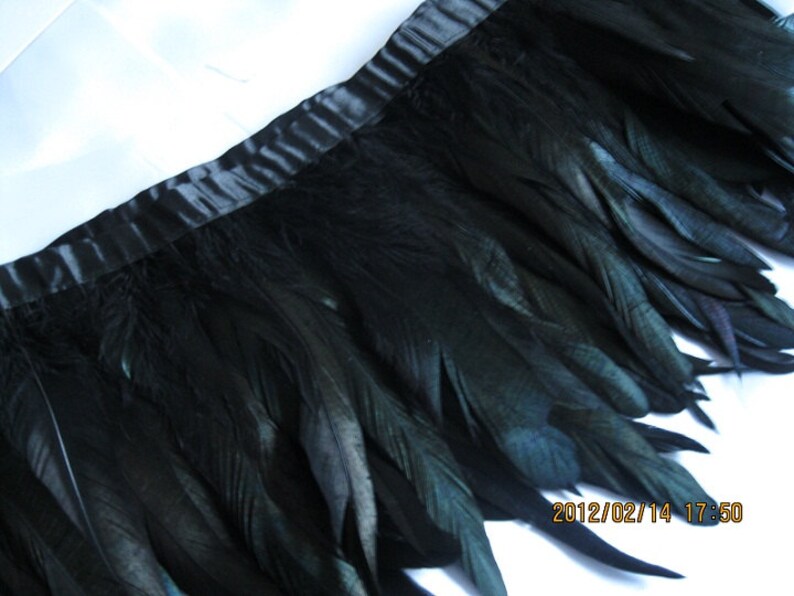 10Yards /lot Black Coque Feather Trim 14-18cm width image 2