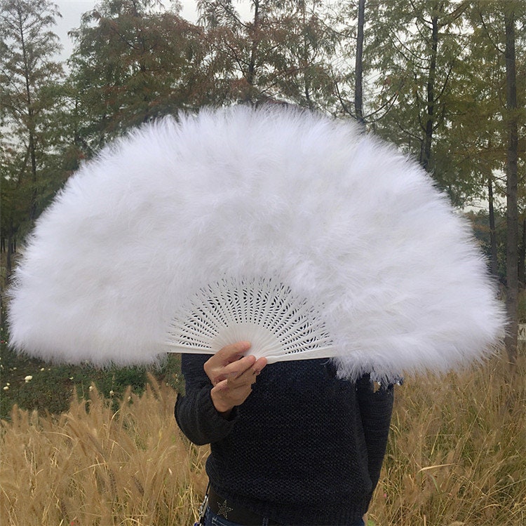 weddingfeather Discount 80*45cm Large White Feather Fan Burlesque Dance Feather Fan Bridal Bouquet