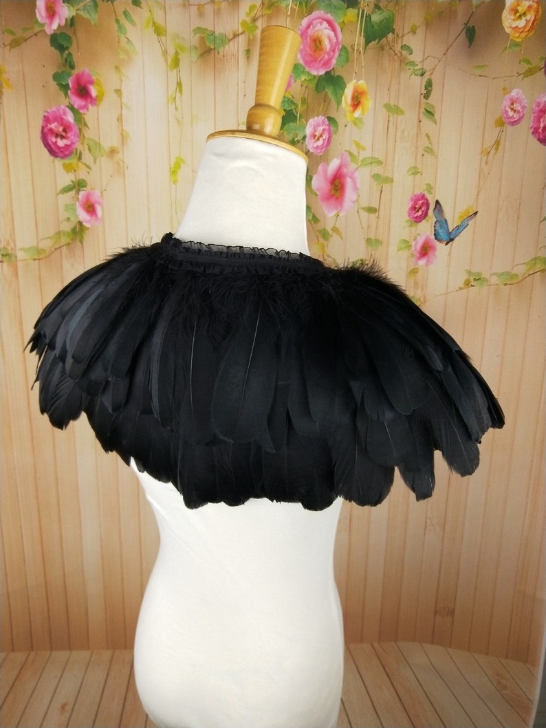 Deluxe Black Feather Collar or Cape, Fantasy Feather Collar for Events, Costume, Carnival Cosplay image 1