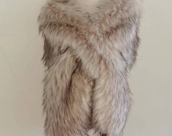 Champagne / Ivoor Faux bont bruids wrap, Bruiloft Fur schouderophalen, Bruidsbont, Bont Wrap, Bruid Faux Fur Stole Fur Shawl Cape