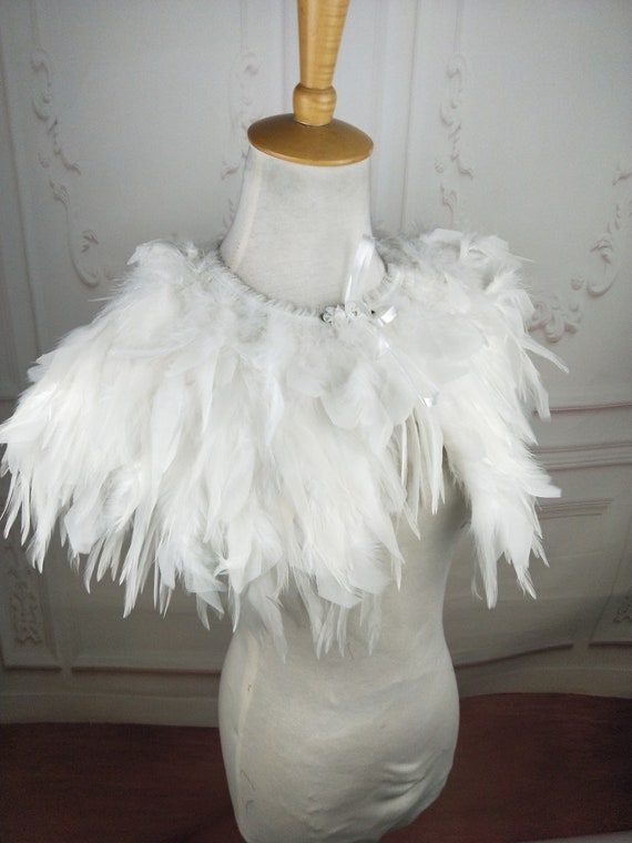 Collar o capa de plumas blancas de lujo, collar de plumas de fantasía para  eventos, disfraz, cosplay de carnaval -  México