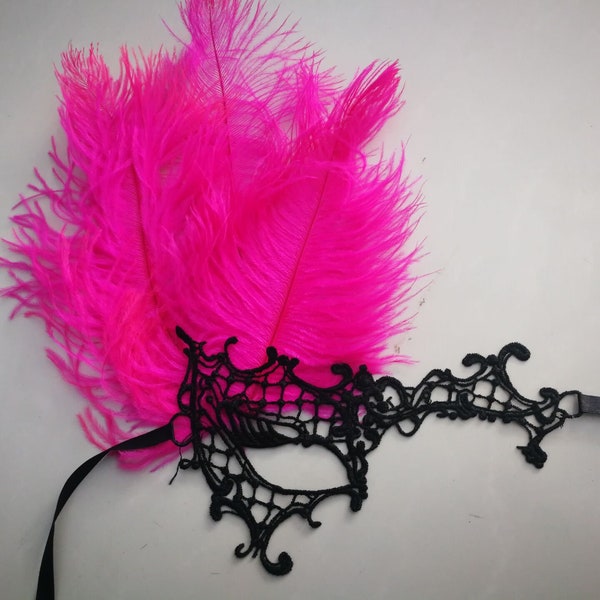 Hot Pink and Black Masquerade Mask - Etsy