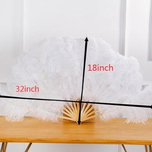 32X18inch80X45cm Large ostrich Feather Fan,Burlesque Dance ostrich feather fan,wedding ostrich feather fan White