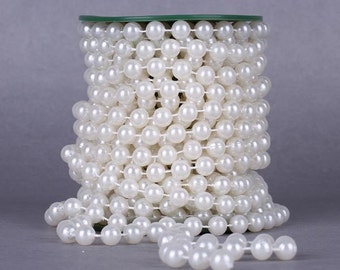 8MM White or Ivory Pearl Spray Garland 20 Meters Roll x 1  for Wedding tree centerpiece fascinator bouquet Floral Craft Cake Decor