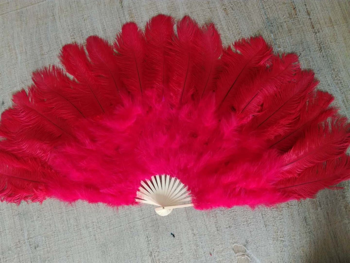 22x40inch Red Large Fans Burlesque Dance Feather Fan Bridal - Etsy