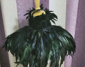 Deluxe Black  Feather Collar or Cape, Fantasy Feather Collar for Events, Costume, Carnival Cosplay