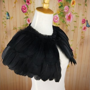 Deluxe Black  Feather Collar or Cape, Fantasy Feather Collar for Events, Costume, Carnival Cosplay