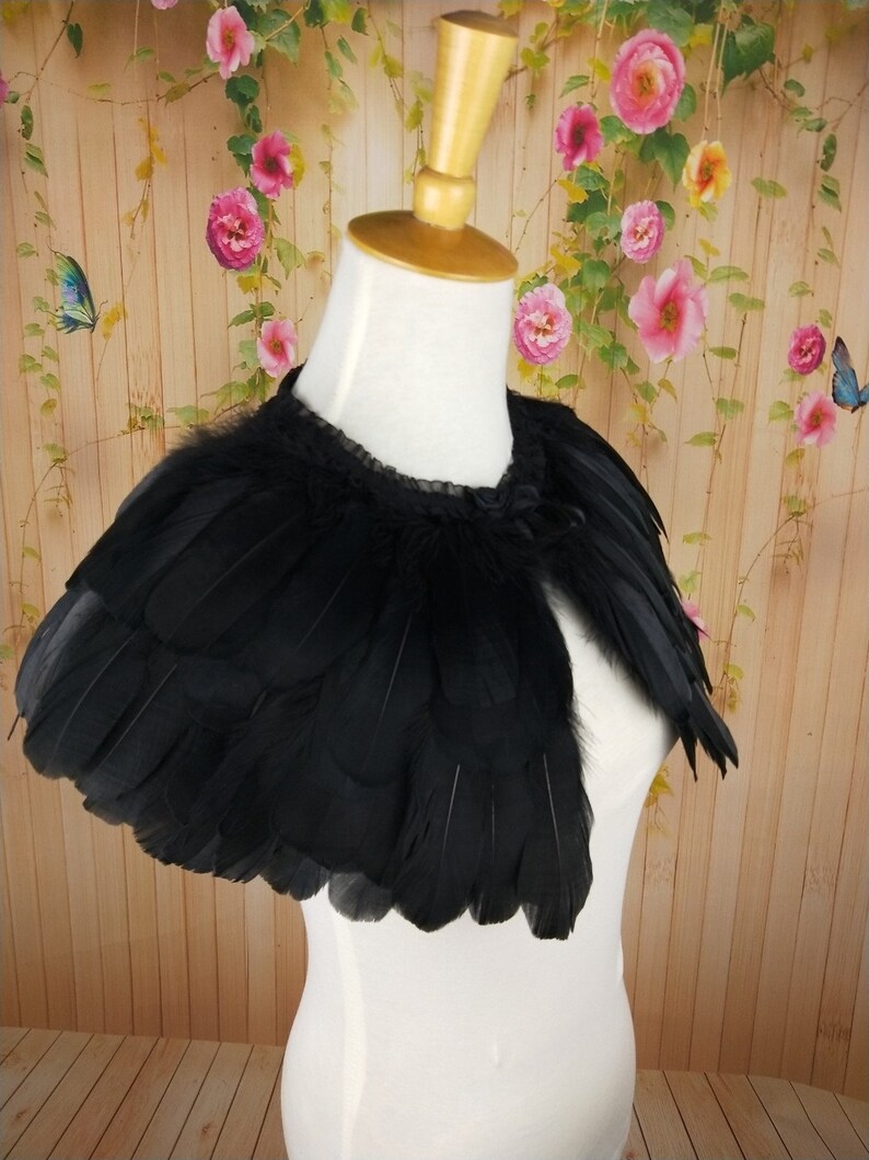 Deluxe Black Feather Collar or Cape, Fantasy Feather Collar for Events, Costume, Carnival Cosplay image 3