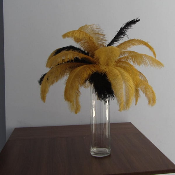 50pcs antique gold/metal gold  & 50pcs Black  Ostrich Feather Plume for Wedding centerpieces,