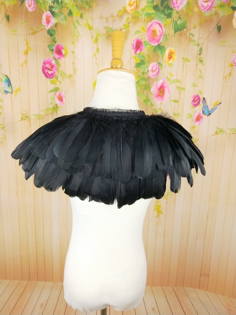 Deluxe Black Feather Collar or Cape, Fantasy Feather Collar for Events, Costume, Carnival Cosplay image 4