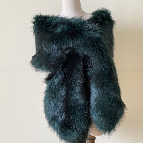 emerald green fur shawl