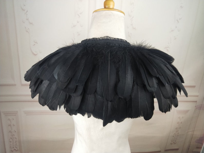 Deluxe Black Feather Collar or Cape, Fantasy Feather Collar for Events, Costume, Carnival Cosplay image 10