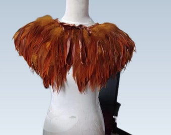 Deluxe Brown Marabou  Feather Collar or Cape, Fantasy Feather Collar for Events, Costume, Carnival Cosplay