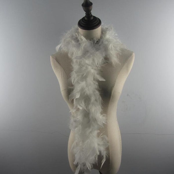 2 Yards White 80 Gram Chandelle Feather Boa Dancing Wedding Crafting Party Dress Up Halloween Costume Decoration