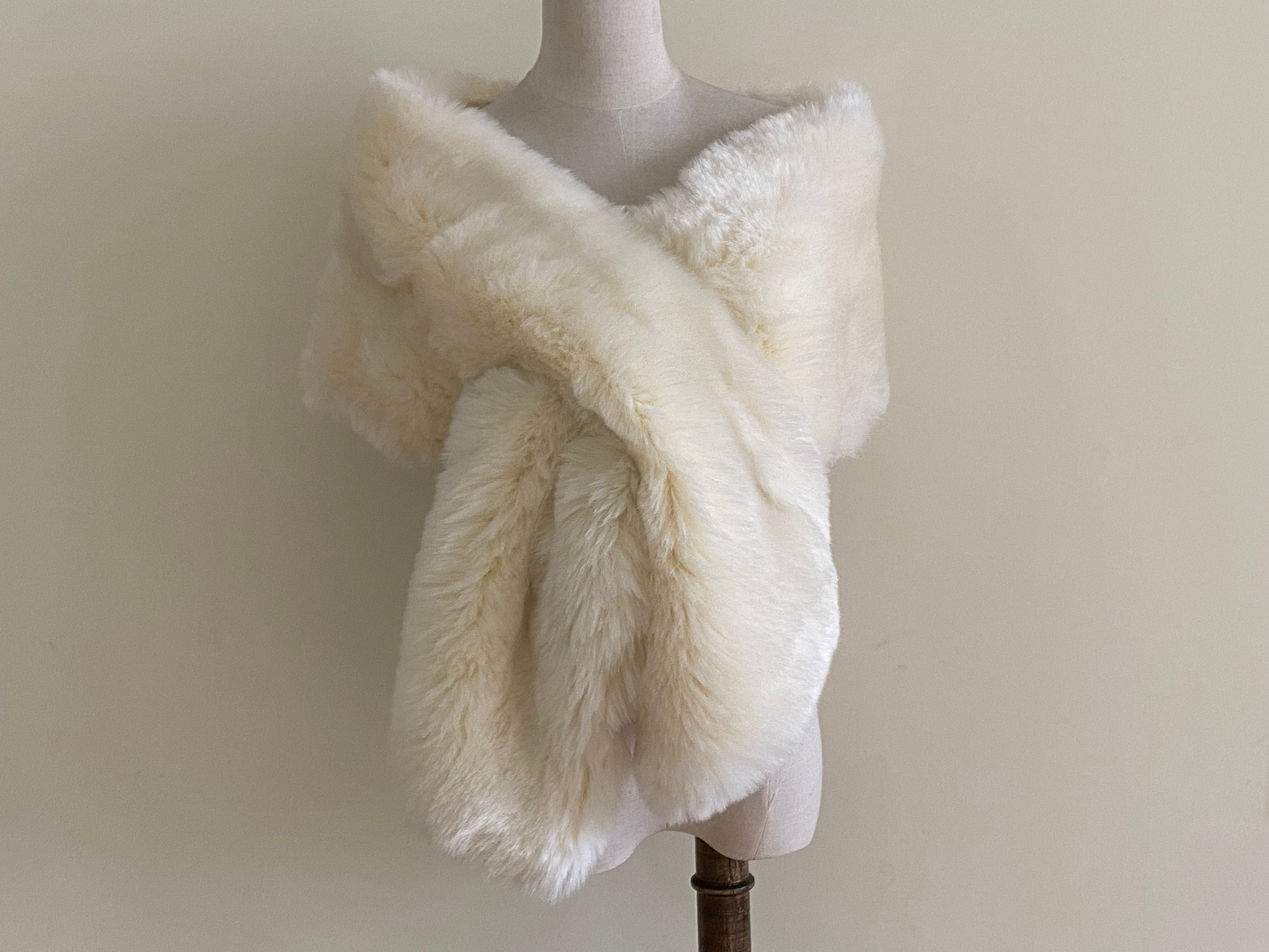 cream fur shawl