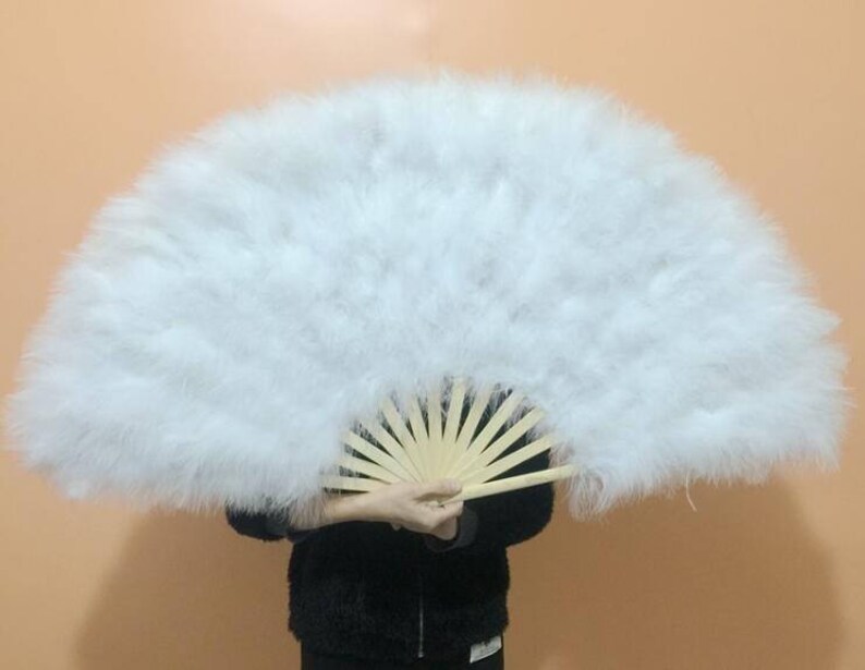 arrival in a week,6pieces 21*42inch Large Burlesque Fan Dance feather fan Bridal Bouquet Party Dance Fan Showgirl Large Fan White