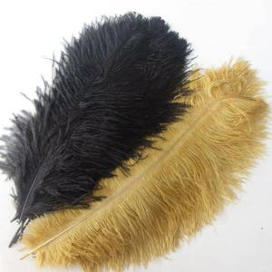 50pcs Gold & 50pcs Black Ostrich Feather Plume for Wedding centerpieces, image 2