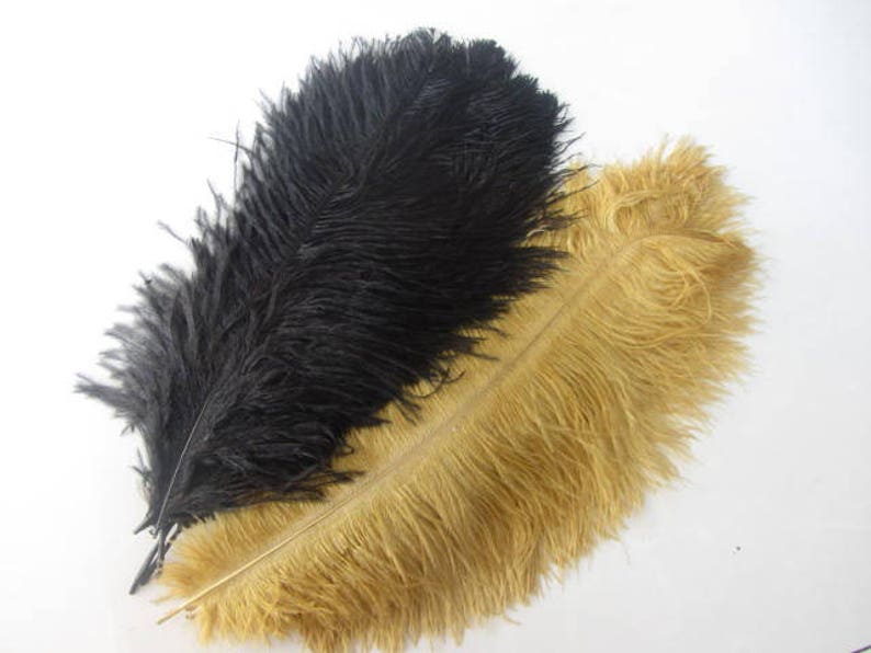 50pcs Gold & 50pcs Black Ostrich Feather Plume for Wedding centerpieces, image 2