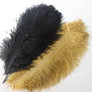 50pcs Gold & 50pcs Black Ostrich Feather Plume for Wedding centerpieces, image 1