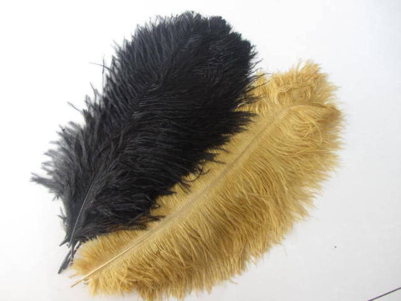 50pcs Gold & 50pcs Black Ostrich Feather Plume for Wedding centerpieces, image 1