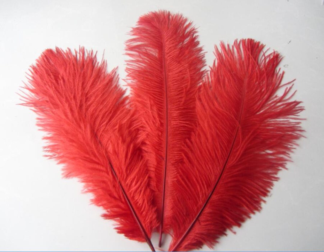 100 Red and Gold Ostrich Feathers for Wedding Table Centerpieces ...