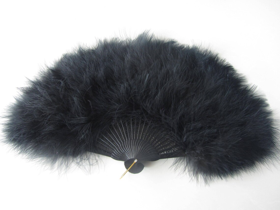 1piece Black Feather Fan 12x20inch Etsy
