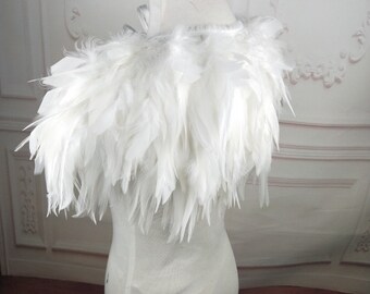 Deluxe White Feather Collar or Cape, Fantasy Feather Collar for Events, Costume, Carnival Cosplay