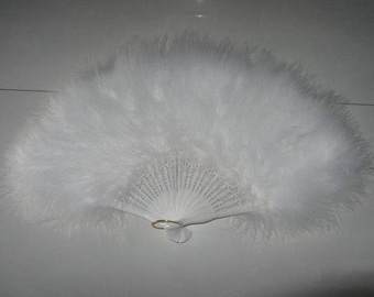 1Pcs Burlesque12*20inch Dance  feather fan Bridal feather Bouquet White