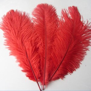 100 Red 14-16inch Ostrich Feathers for Wedding Table Centerpieces ...