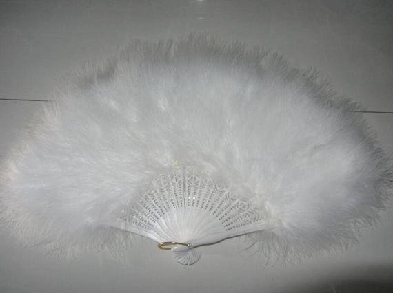 21*42inch Large Burlesque Fan Dance feather fan Bridal Bouquet Party Dance Fan Showgirl Large Fan White