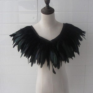 C 28 Long Burlesque Black Rooster Coque Feather Collar Shrug Cape - Etsy