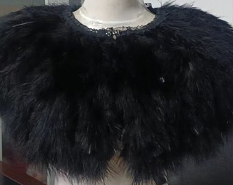 Deluxe Black Marabou  Feather Collar or Cape, Fantasy Feather Collar for Events, Costume, Carnival Cosplay