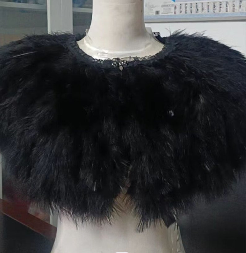 Deluxe Black Marabou Feather Collar or Cape, Fantasy Feather Collar for Events, Costume, Carnival Cosplay image 1