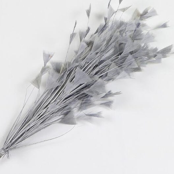 Silver Goose Feather Wired Millinery Hat Mount  Feather Fascinator headpiece flower