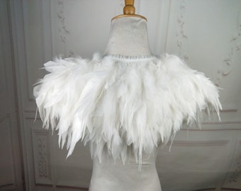 Deluxe White Feather Collar or Cape, Fantasy Feather Collar for Events, Costume, Carnival Cosplay