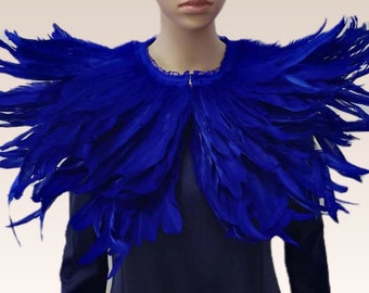 Deluxe Royal Blue Marabou  Feather Collar or Cape, Fantasy Feather Collar for Events, Costume, Carnival Cosplay
