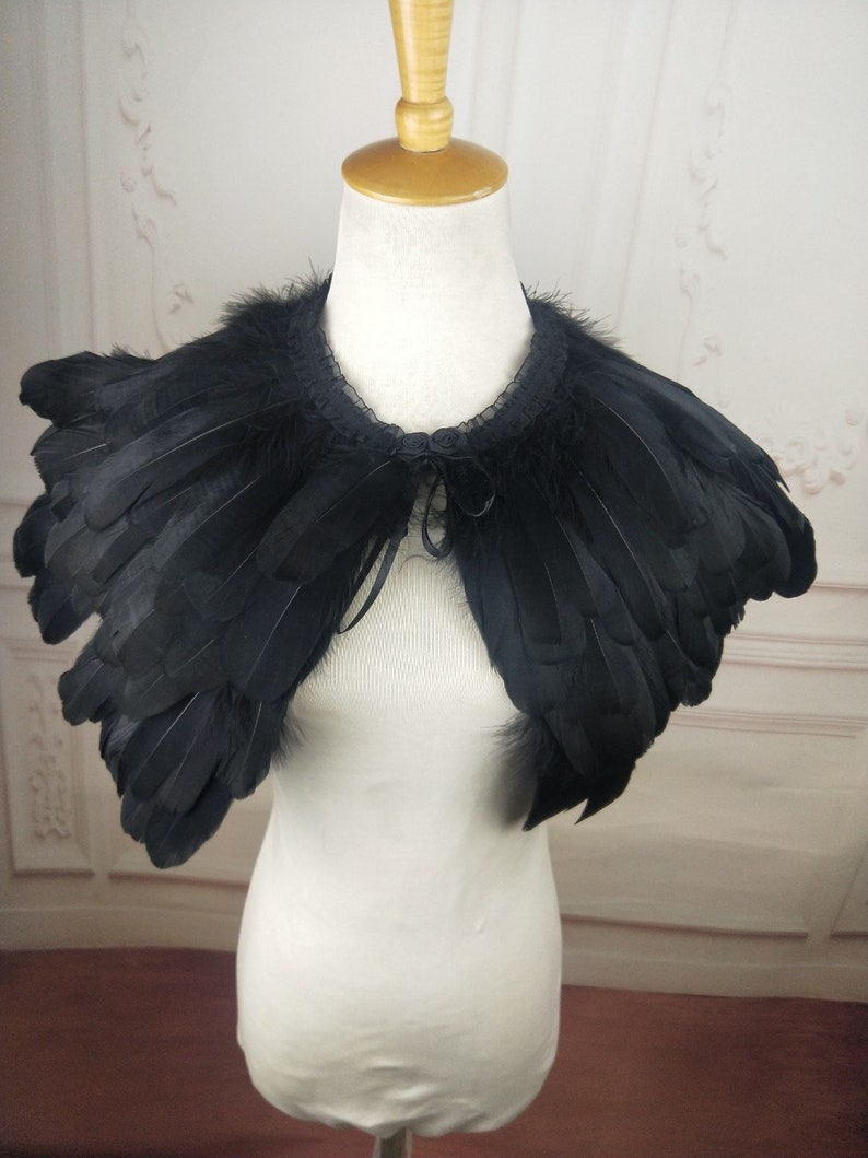 Deluxe Black Feather Collar or Cape, Fantasy Feather Collar for Events, Costume, Carnival Cosplay image 5