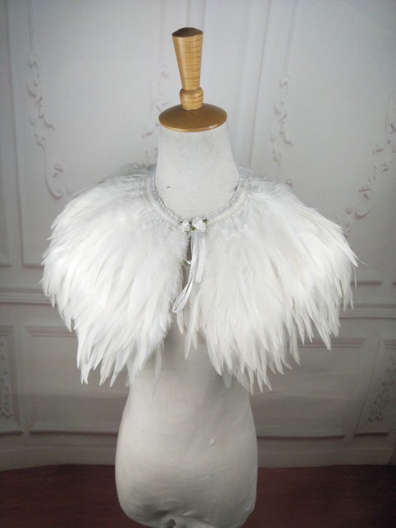 Collar o capa de plumas blancas de lujo, collar de plumas de fantasía para  eventos, disfraz, cosplay de carnaval -  México