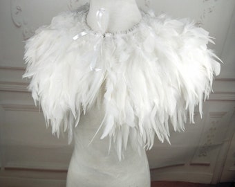 Deluxe White Feather Collar or Cape, Fantasy Feather Collar for Events, Costume, Carnival Cosplay