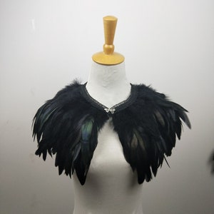 Deluxe Black Feather Collar or Cape, Fantasy Feather Collar for Events ...