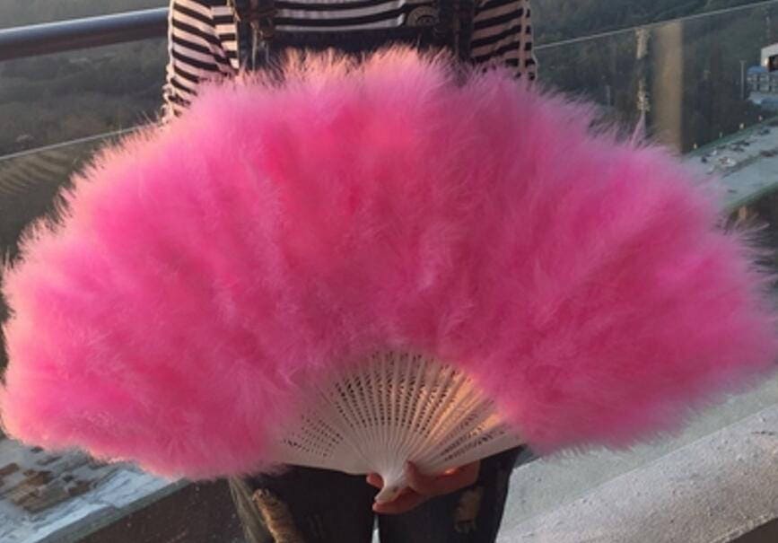 21*42inch Large Burlesque Fan Dance feather fan Bridal Bouquet Party Dance Fan Showgirl Large Fan White
