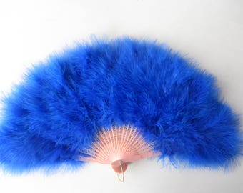1Pcs Burlesque12*20inch Dance  feather fan Bridal feather Bouquet Royal Blue