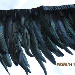 10Yards /lot Black Coque Feather Trim 14-18cm width image 1