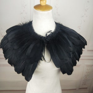 Deluxe Black Feather Collar or Cape, Fantasy Feather Collar for Events, Costume, Carnival Cosplay image 7