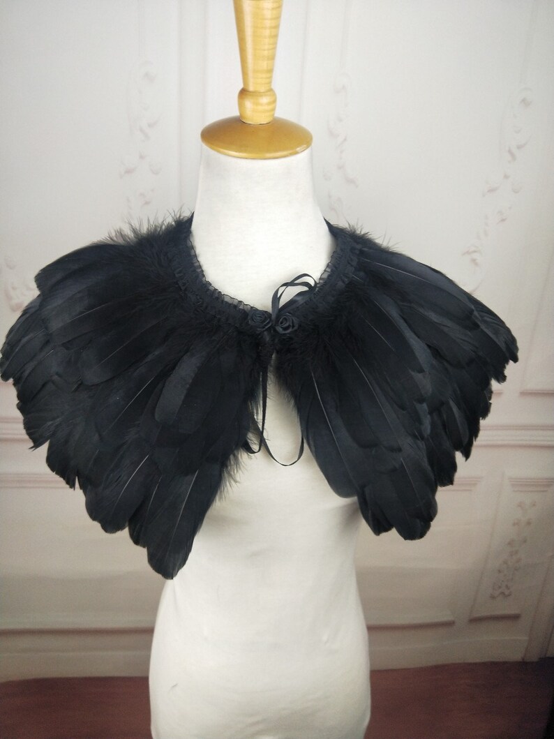 Deluxe Black Feather Collar or Cape, Fantasy Feather Collar for Events, Costume, Carnival Cosplay image 7