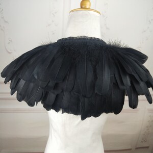 Deluxe Black Feather Collar or Cape, Fantasy Feather Collar for Events, Costume, Carnival Cosplay image 9