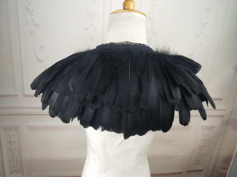 Deluxe Black Feather Collar or Cape, Fantasy Feather Collar for Events, Costume, Carnival Cosplay image 9